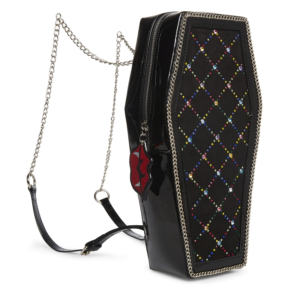 Black Coffin-Shaped Bag with Chain Strap